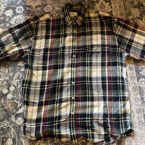 Eddie Bauer Bold Plaid Green Red Casual Shirt